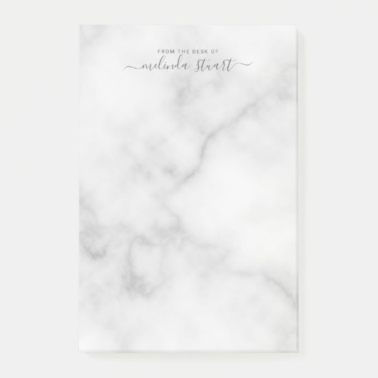 Professioneel modern script — witte marmer post-it® notes (Voorkant)