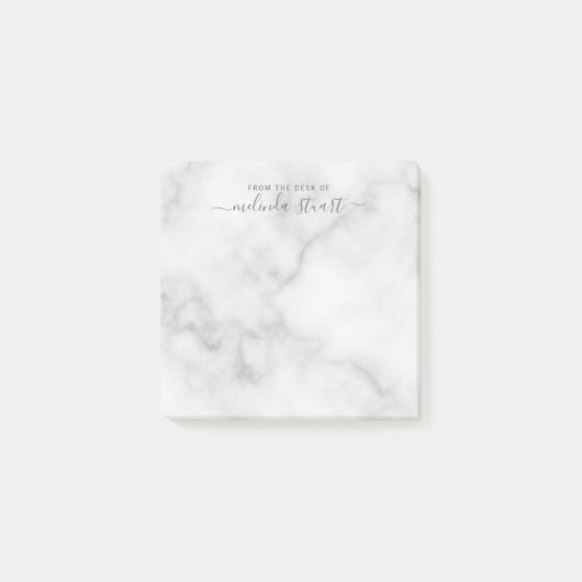 Professioneel modern script — witte marmer post-it® notes (Voorkant)