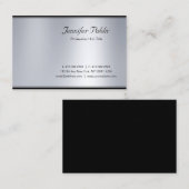 Professioneel Modern Script Zilver Elegante Luxe Visitekaartje (Voorkant / Achterkant)