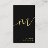 Professioneel Modern Script Zwart Goud Monogram Visitekaartje (Voorkant)