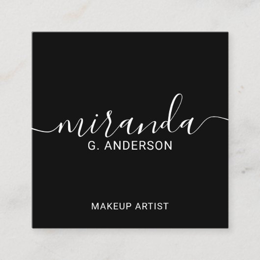 Professioneel, modern script zwart vierkante visitekaartje (Voorkant)