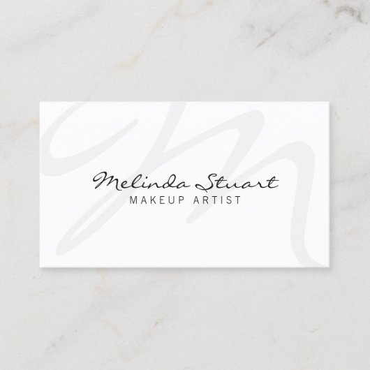 Professioneel Modern Wit Monogram Visitekaartje (Voorkant)