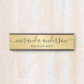 Professioneel, modern, zwart en goud deurbordje (Voorkant)