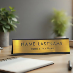 Professioneel Modern Zwart en Goud Kantoor Bureau Naambordje