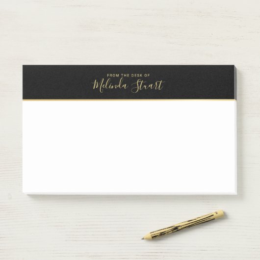 Professioneel, modern, zwart en goud post-it® notes (Op bureau)