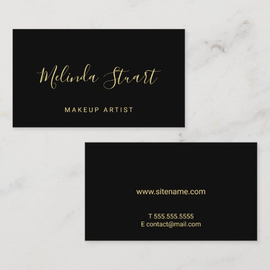 Professioneel, modern zwart en goud visitekaartje (Voorkant / Achterkant)