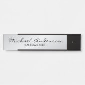 Professioneel, modern, zwart en zilver deurbordje (Voorkant)