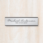 Professioneel, modern, zwart en zilver deurbordje (Voorkant)