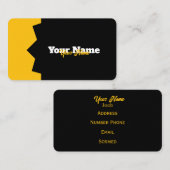 Professioneel modern zwart geel ontwerp visitekaartje (Voorkant / Achterkant)
