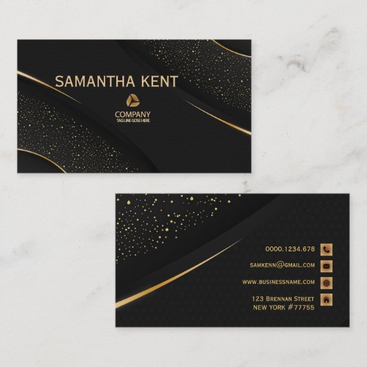 Professioneel Modern zwart & Goud Visitekaartje (Voorkant / Achterkant)
