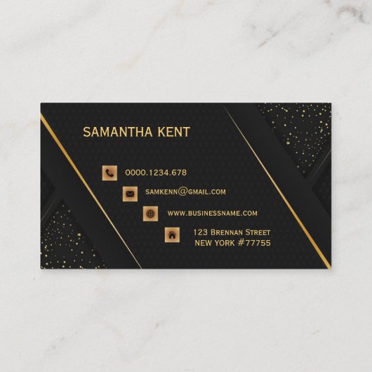 Professioneel Modern zwart & Goud Visitekaartje (Achterkant)