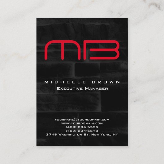 Professioneel modern zwart grijs monogram visitekaartje (Voorkant)