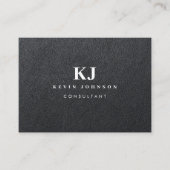 Professioneel modern zwart lederen monogram visitekaartje (Voorkant)