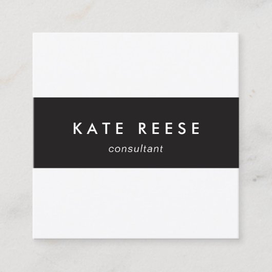 Professioneel Modern Zwart-Wit Gestreept Vierkante Visitekaartje (Voorkant)