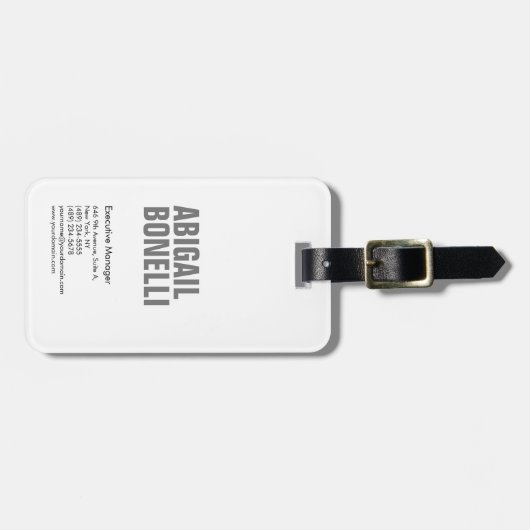 Professioneel, moedig, modern, grijs wit bagagelabel (Voorkant horizontaal)