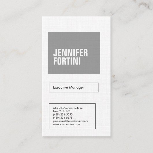Professioneel, moedig, modern, grijs wit visitekaartje (Voorkant)