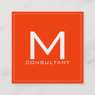 Professioneel monogram Elegant Modern Coquelicot Vierkante Visitekaartje