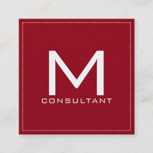 Professioneel monogram elegant modern donker rood vierkante visitekaartje