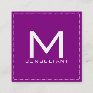 Professioneel monogram Elegant Modern Paars Vierkante Visitekaartje