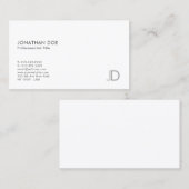 Professioneel monogram Elegant Modern Simple Plain Visitekaartje (Voorkant / Achterkant)