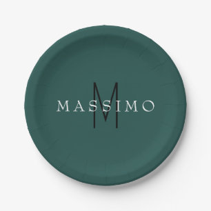 Professioneel Monogram Groen Blauw Uw Naam Papieren Bordje
