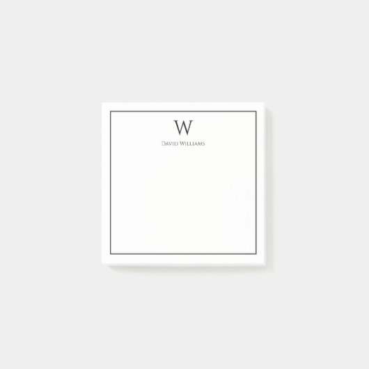 Professioneel Monogram Klassiek Zwart Wit Post-it® Notes (Voorkant)