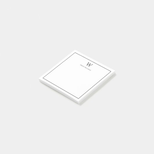Professioneel Monogram Klassiek Zwart Wit Post-it® Notes (Schuin)