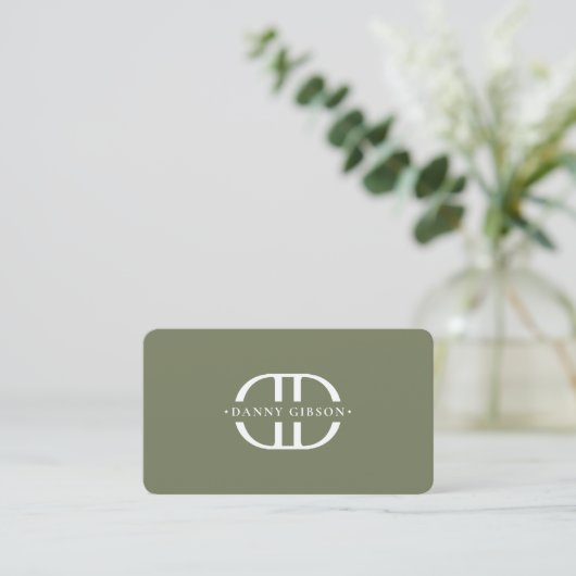Professioneel Monogram Logo D Elegant Sage Visitekaartje (Staand voorkant)