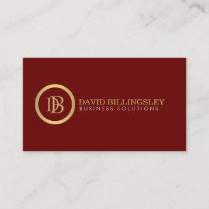 Professioneel Monogram Logo in Faux Gold Donkerroo Visitekaartje