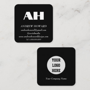 Professioneel Monogram Logo Masculine Zwart Vierkante Visitekaartje