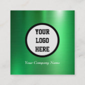 Professioneel Monogram Logo Metaalgroen Vierkante Visitekaartje (Achterkant)