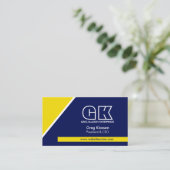 Professioneel Monogram Marine Blauw Goud Visitekaartje (Staand voorkant)