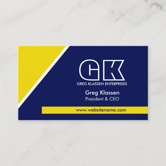 Professioneel Monogram Marine Blauw Goud Visitekaartje (Voorkant)