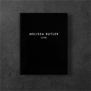 Professioneel Monogram Minimalistisch Zwart Notitieboek