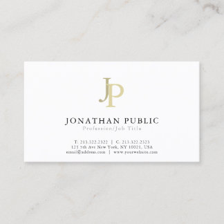 Professioneel monogram Modern Elegant White Visitekaartje
