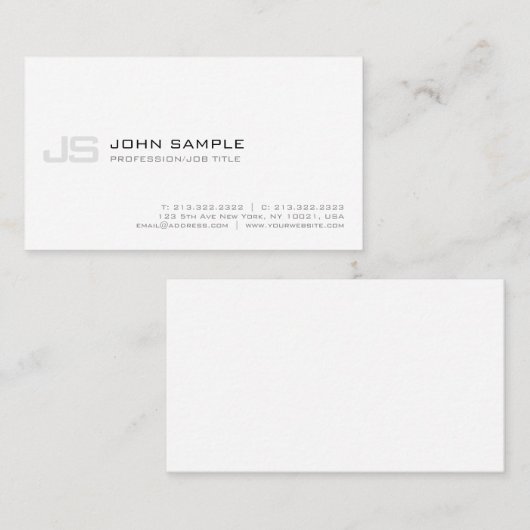 Professioneel Monogram Modern Stijlvol Eenvoudig Visitekaartje (Voorkant / Achterkant)