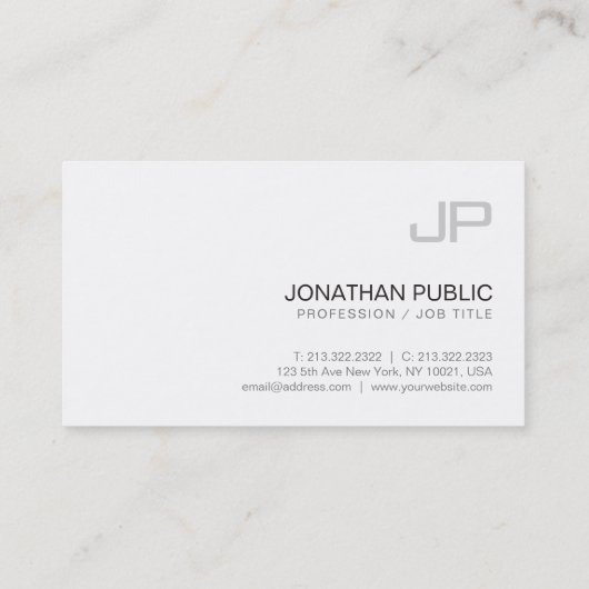 Professioneel monogram ontwerp Modern Plain Luxe Visitekaartje (Achterkant)
