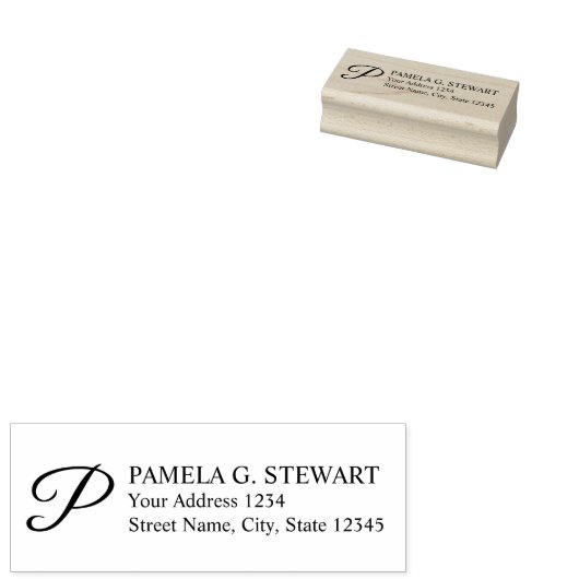 Professioneel monogram retouradres rubberstempel (Gestempeld)