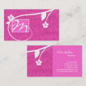 Professioneel monogram Visitekaartje Floral Pink (Voorkant / Achterkant)