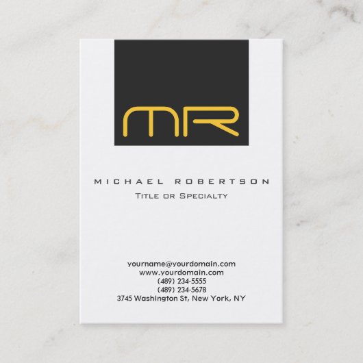 Professioneel Monogram Wit Grijs Visitekaartje (Voorkant)