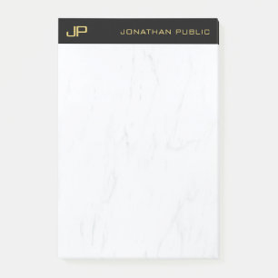 Professioneel Monogram Zwart Goud Marmer Elegant Post-it® Notes