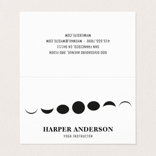 Professioneel Monogram Zwart Maan Logo Visitekaartjes (Buitenkant ongevouwen)