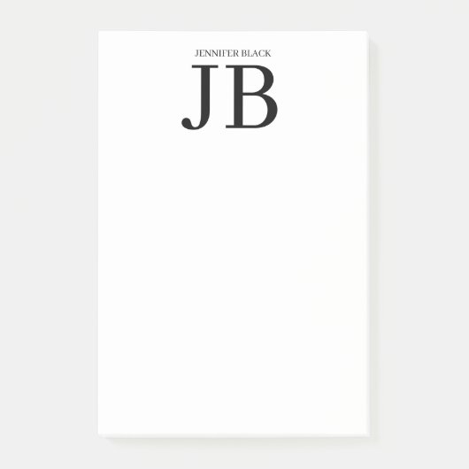 Professioneel Monogram Zwart Wit Post-it® Notes (Voorkant)