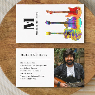 Professioneel Muzikant Gitaar Muziekleraar Foto Visitekaartje