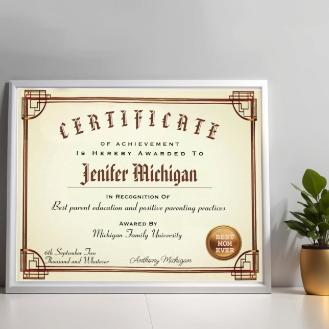 Professioneel nep-certificaat diploma (Elegant diploma certificate geometric simulated golden border frame.)