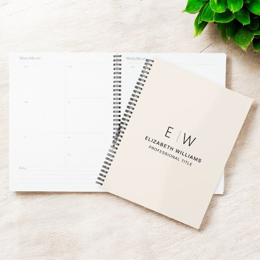 Professioneel Neutraal Monogram Zakelijk Initiaal Planner