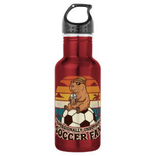 Professioneel Onaangedaan Capybara Voetbalfan Waterfles
