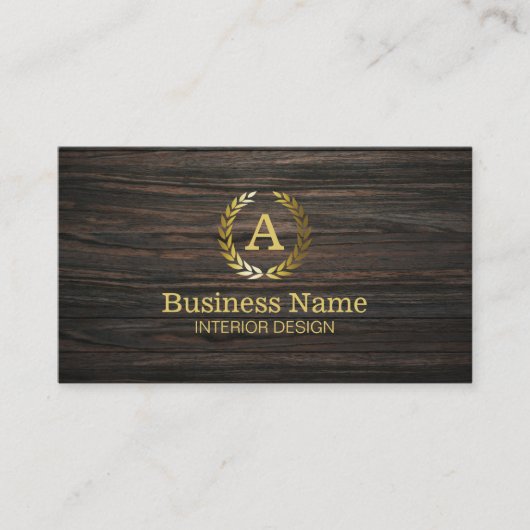 Professioneel ontwerp Gold Monogram hout Visitekaartje (Voorkant)