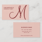 Professioneel oogmerk Monogram Makeup Artiest Roze Visitekaartje (Voorkant / Achterkant)