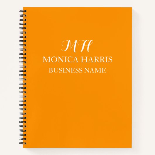 Professioneel Oranje Monogram Eerste Bedrijfsnaam Notitieboek (Voorkant)